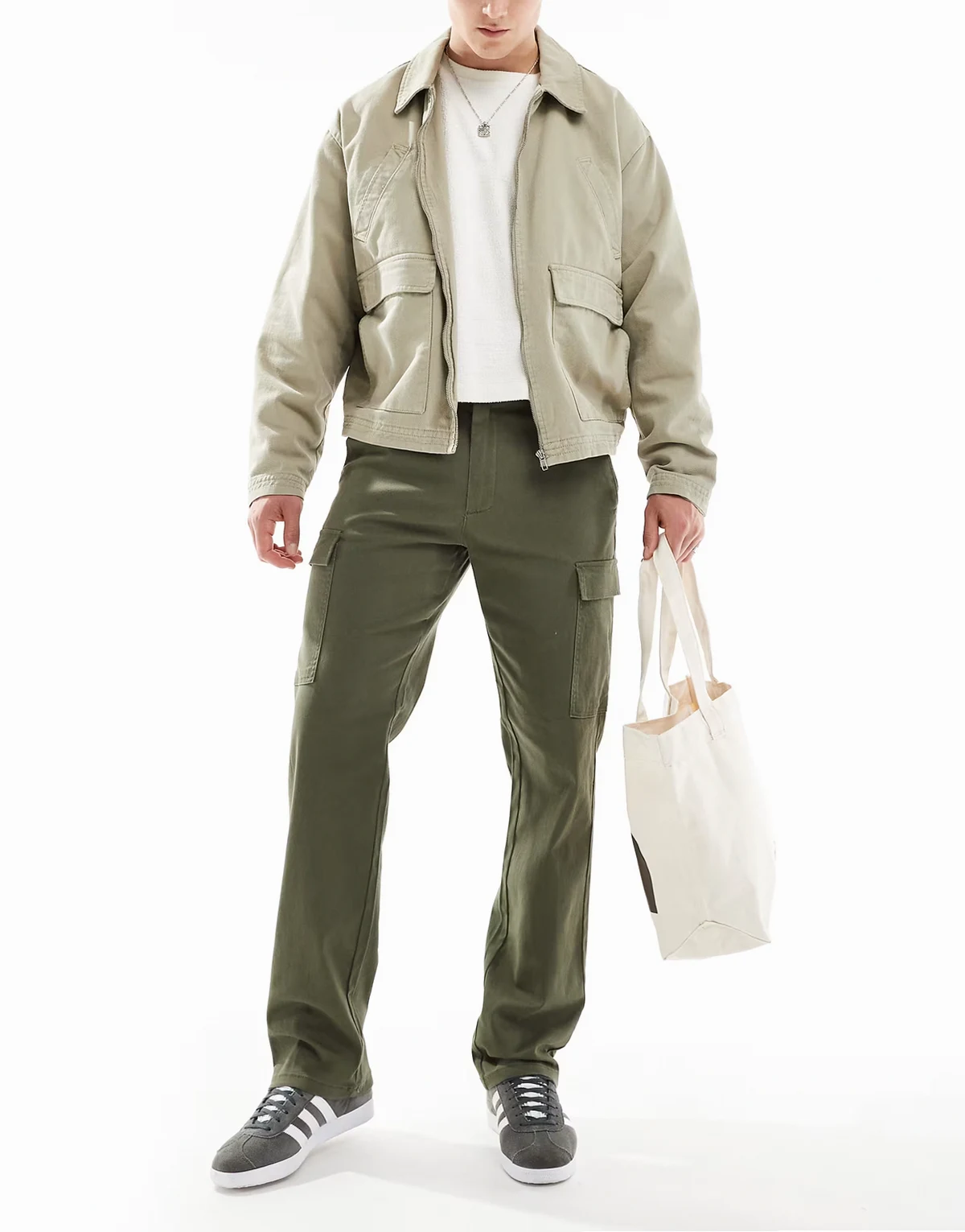 straight fit cargo pants in olive