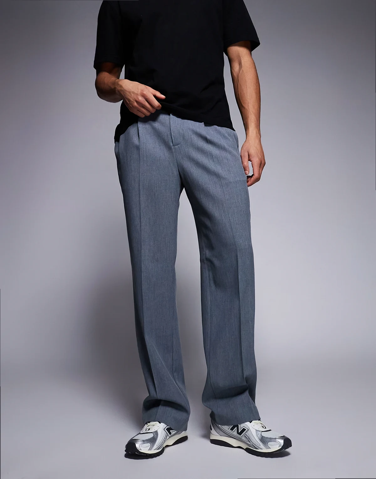 relaxed elasticized pants in blue