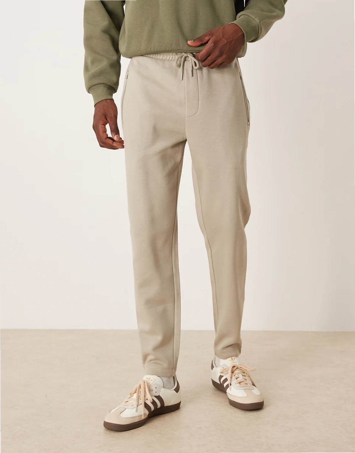 slim dressy sweatpants in light khaki