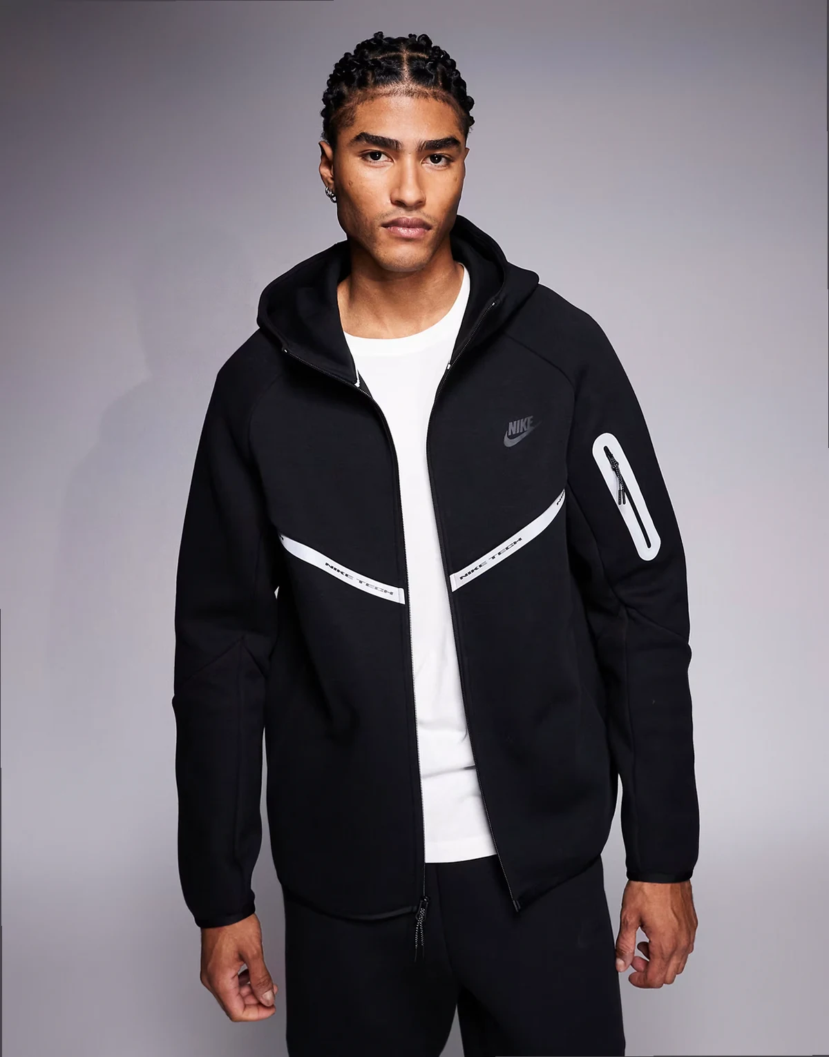 Tech Fleece reflective full zip hoodie in black