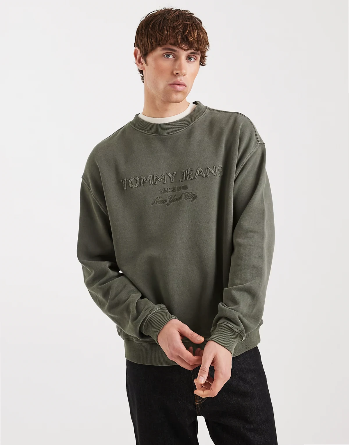 lifted classic center logo sweatshirt in dark green