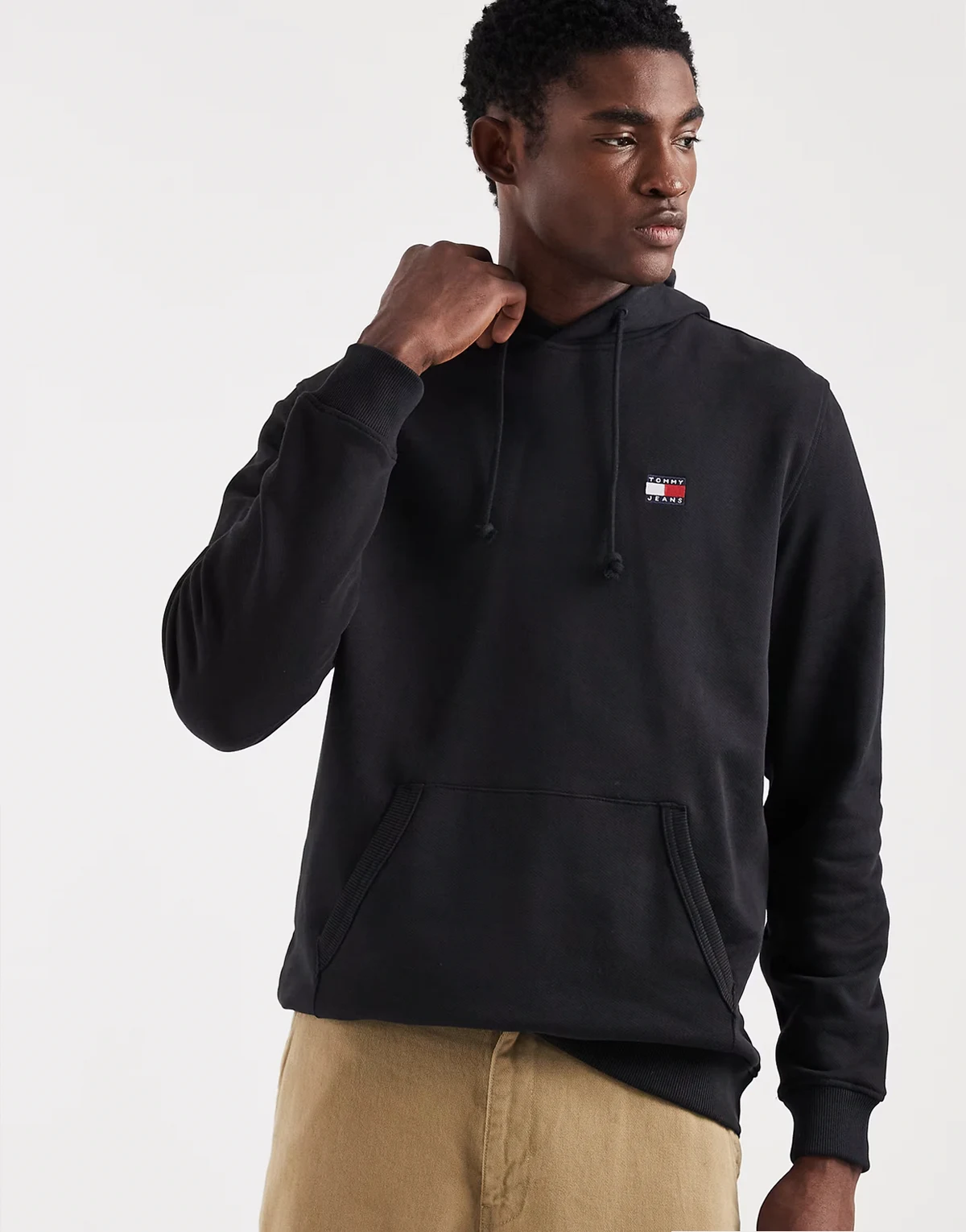 badge logo hoodie in black