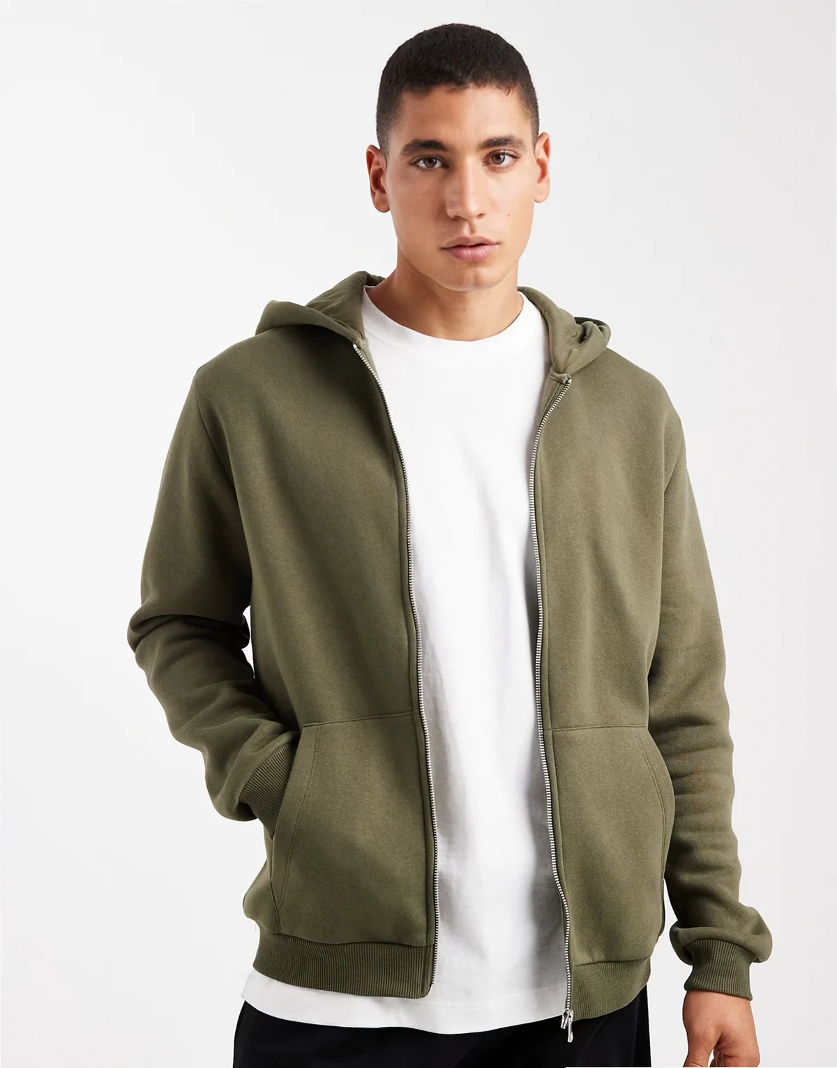 – Essentials – Zielona bluza z kapturem zapinana na zamek