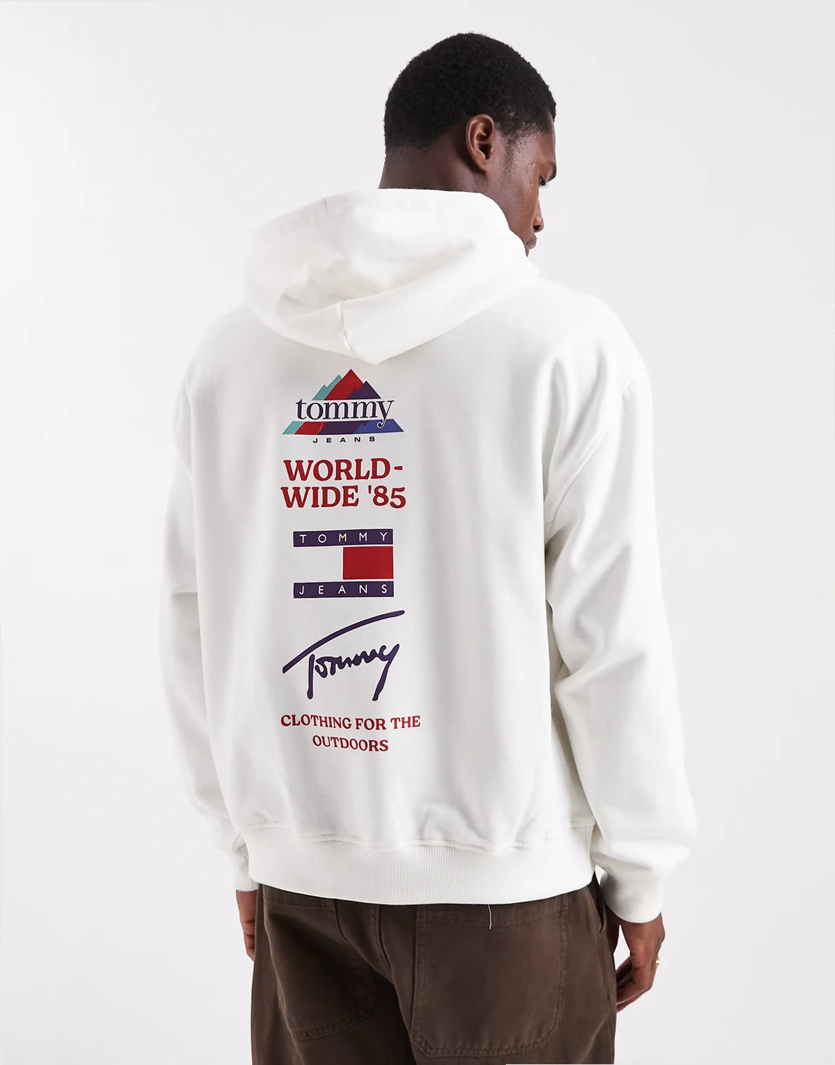 chest flag logo hoodie in ecru