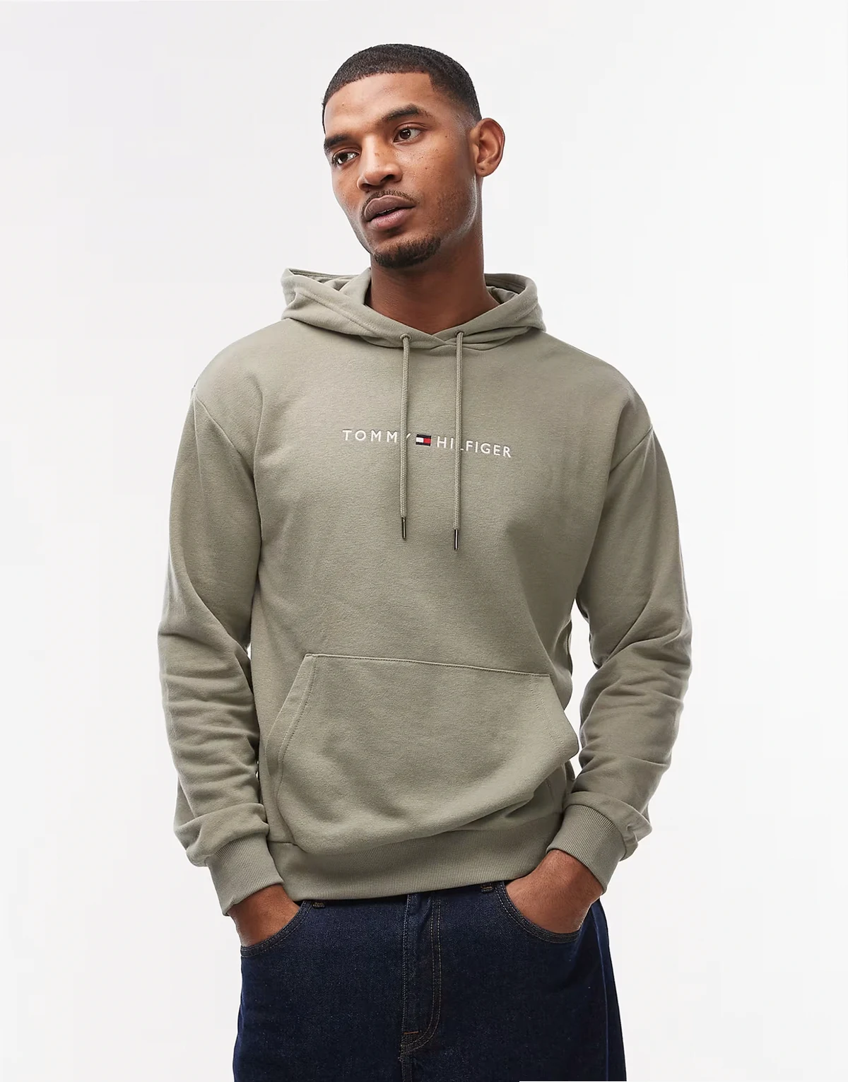 – Szałwiowa bluza z kapturem i logo