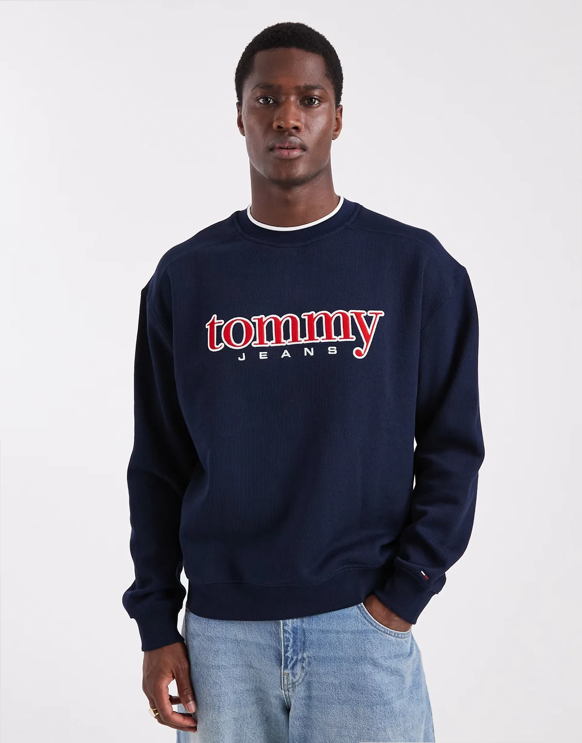 90s applique graphic logo sweatshirt in navy