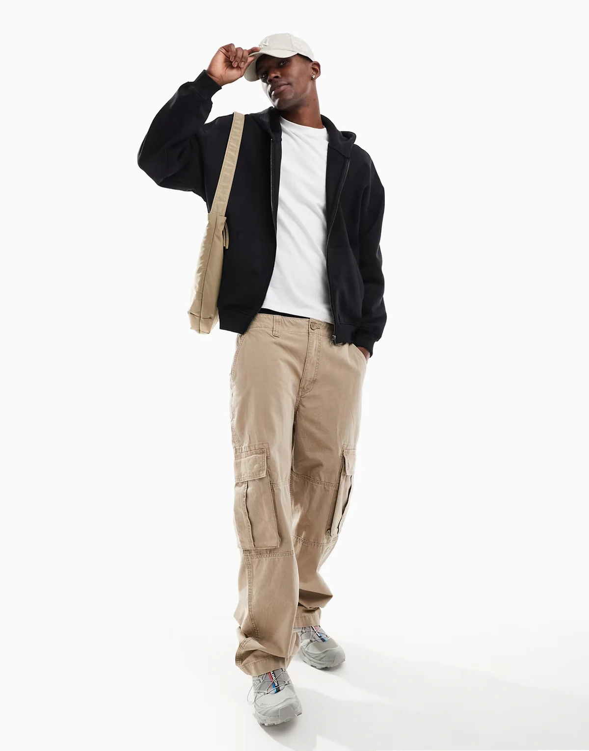 oversized zip up hoodie in black