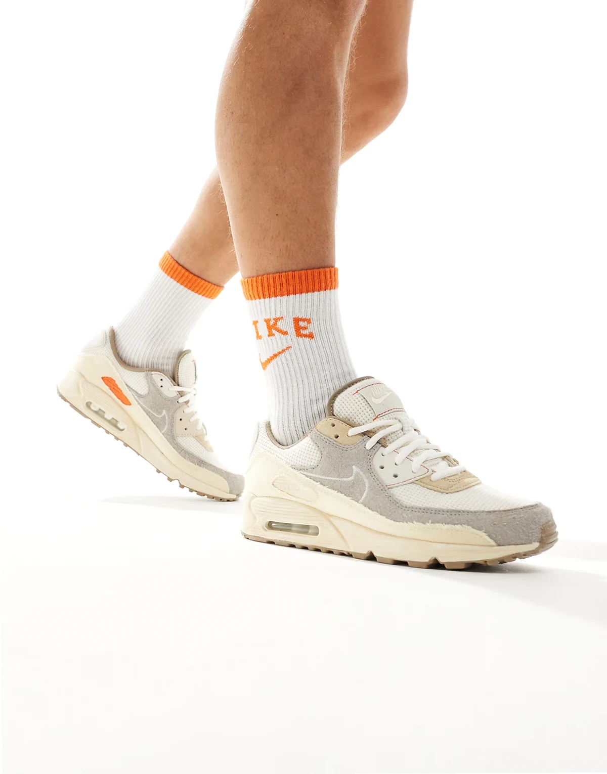 Air Max 90 sneakers in off-white and orange