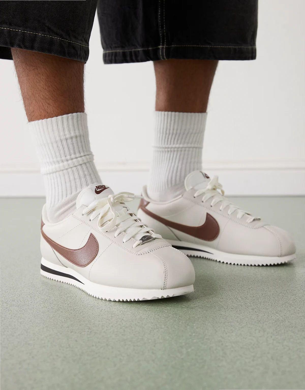 Cortez leather sneakers in light brown