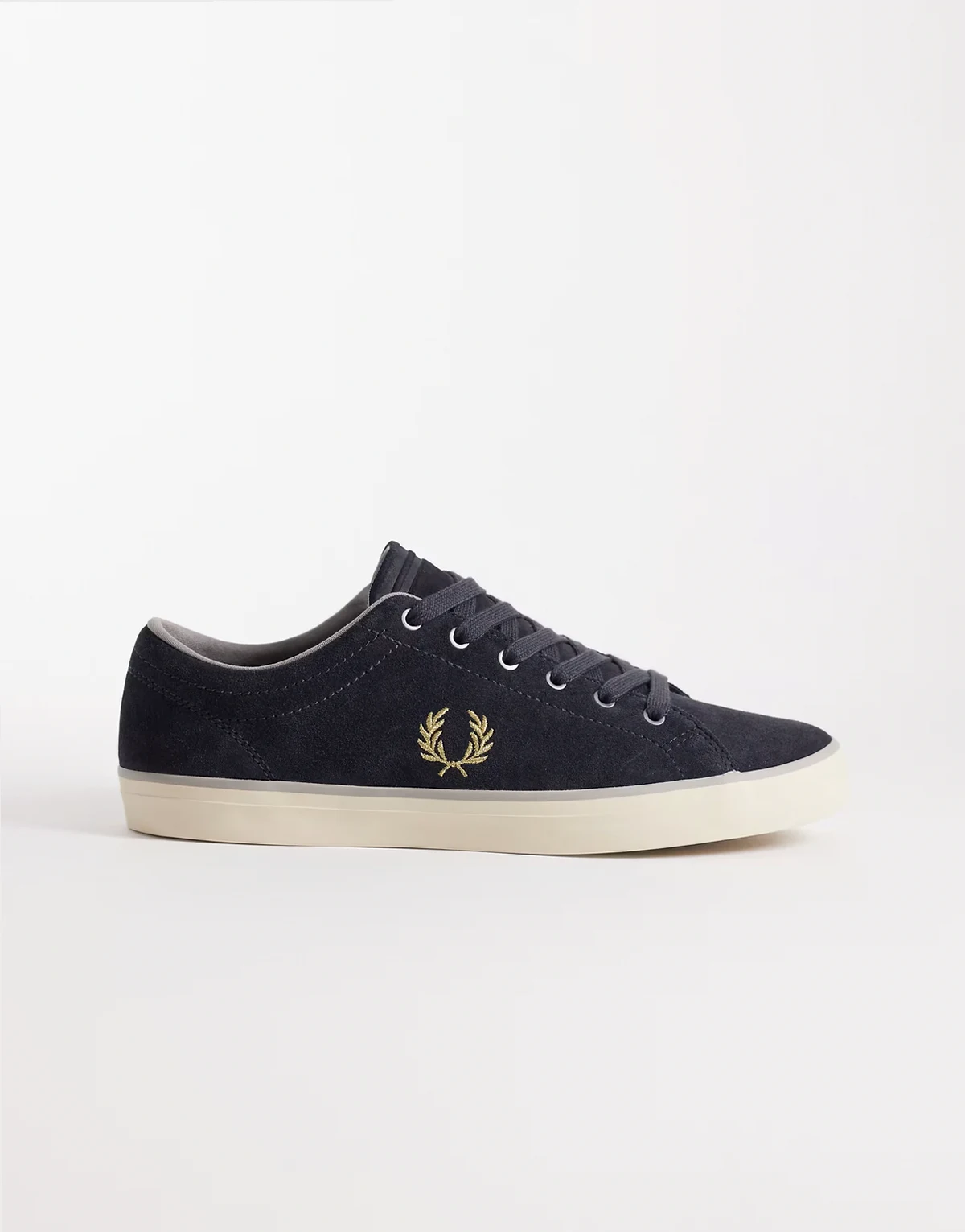 Baseline logo suede leather sneakers in charcoal gray