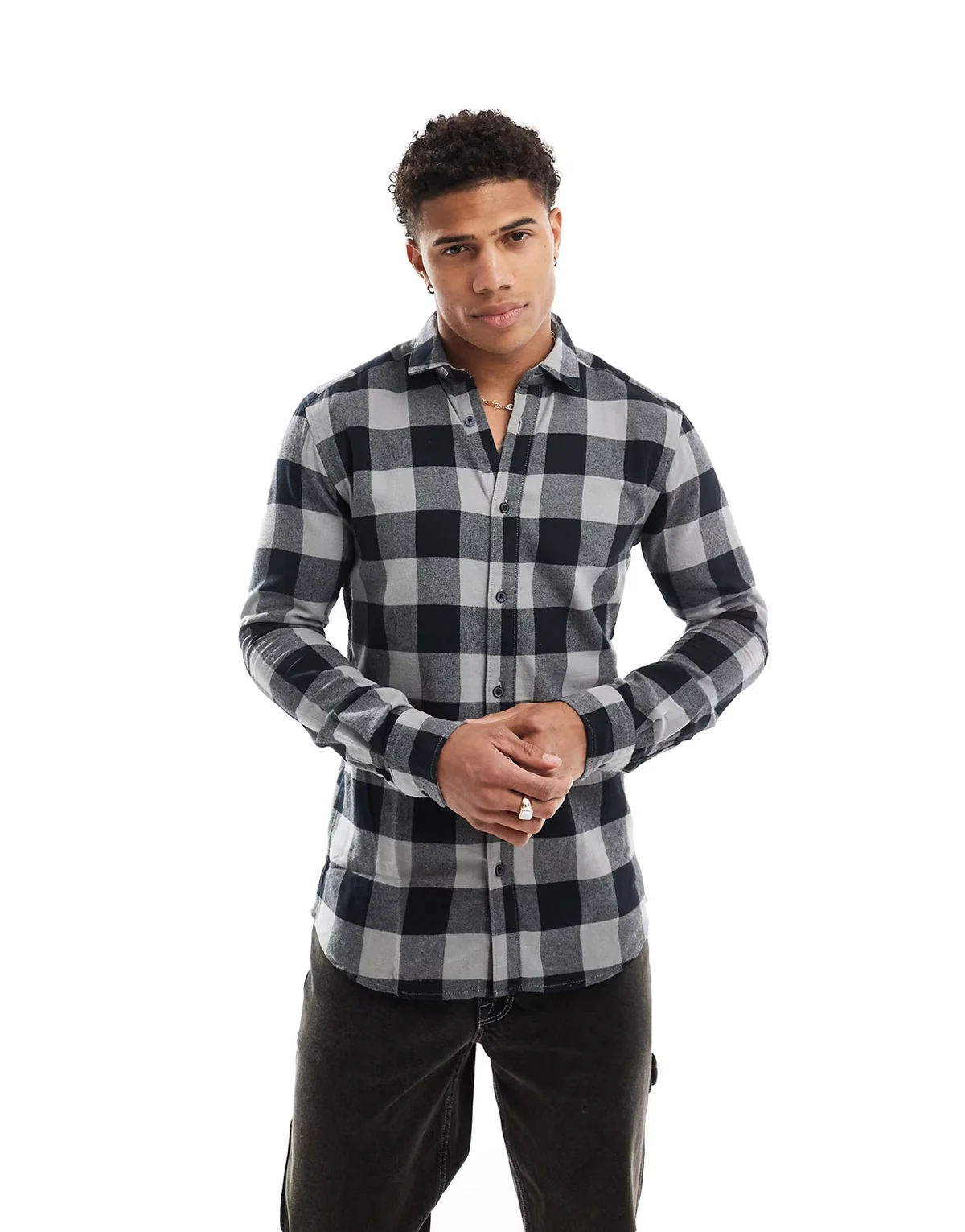 buffalo check shirt in gray and black
