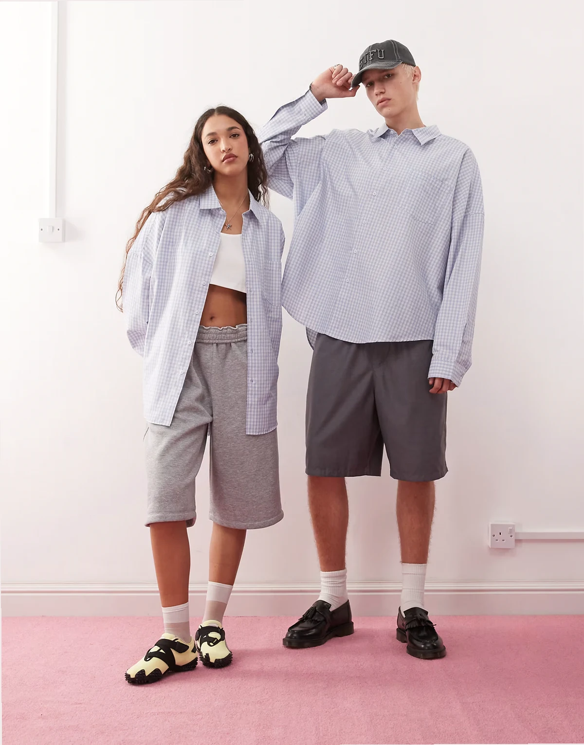 Unisex oversized shirt in blue plaid
