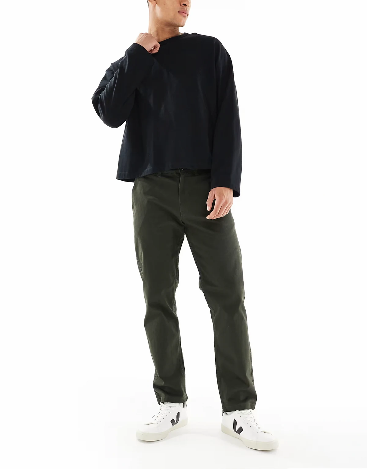 Intelligence Kane loose fit chinos in khaki