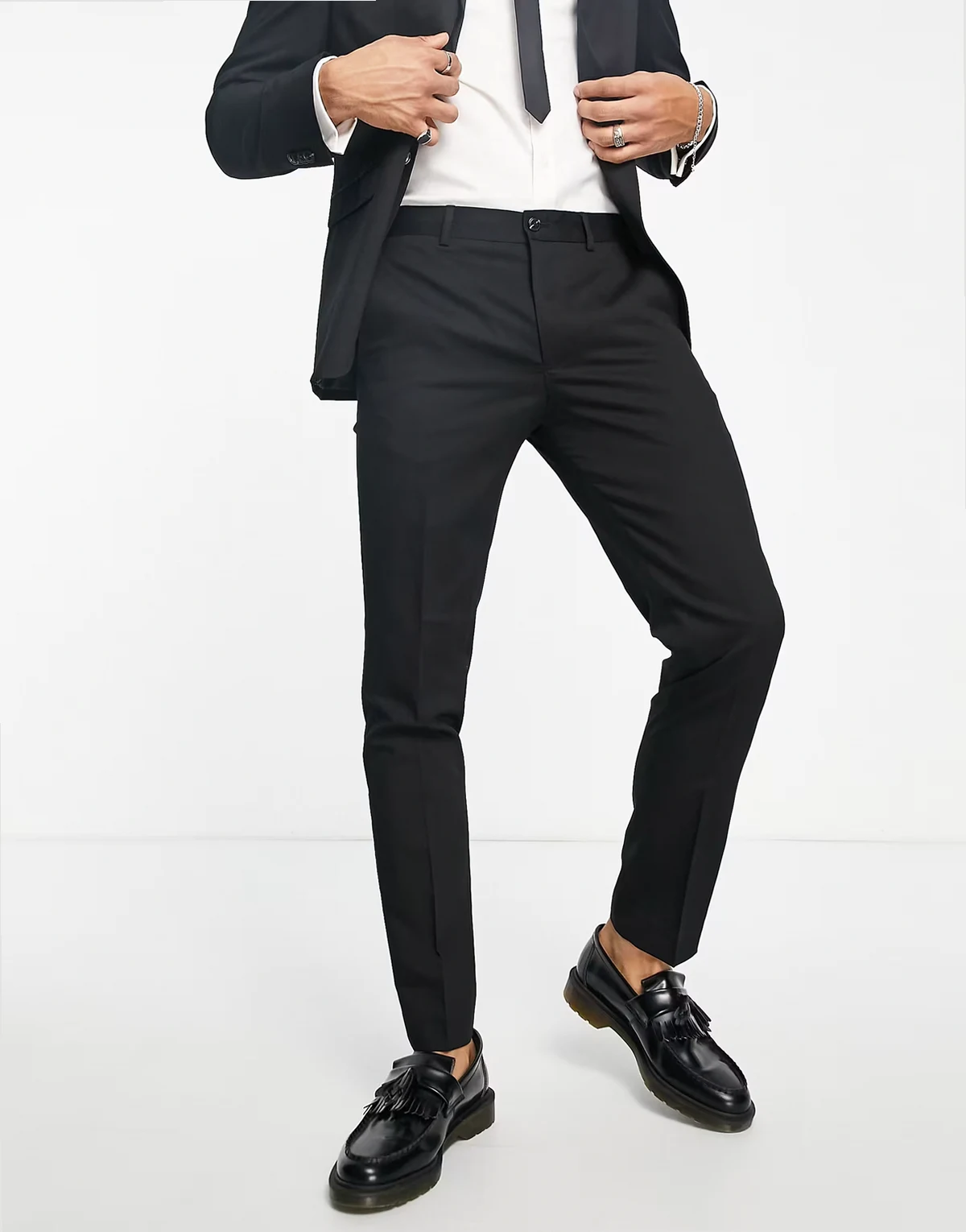 Premium slim suit pants in black