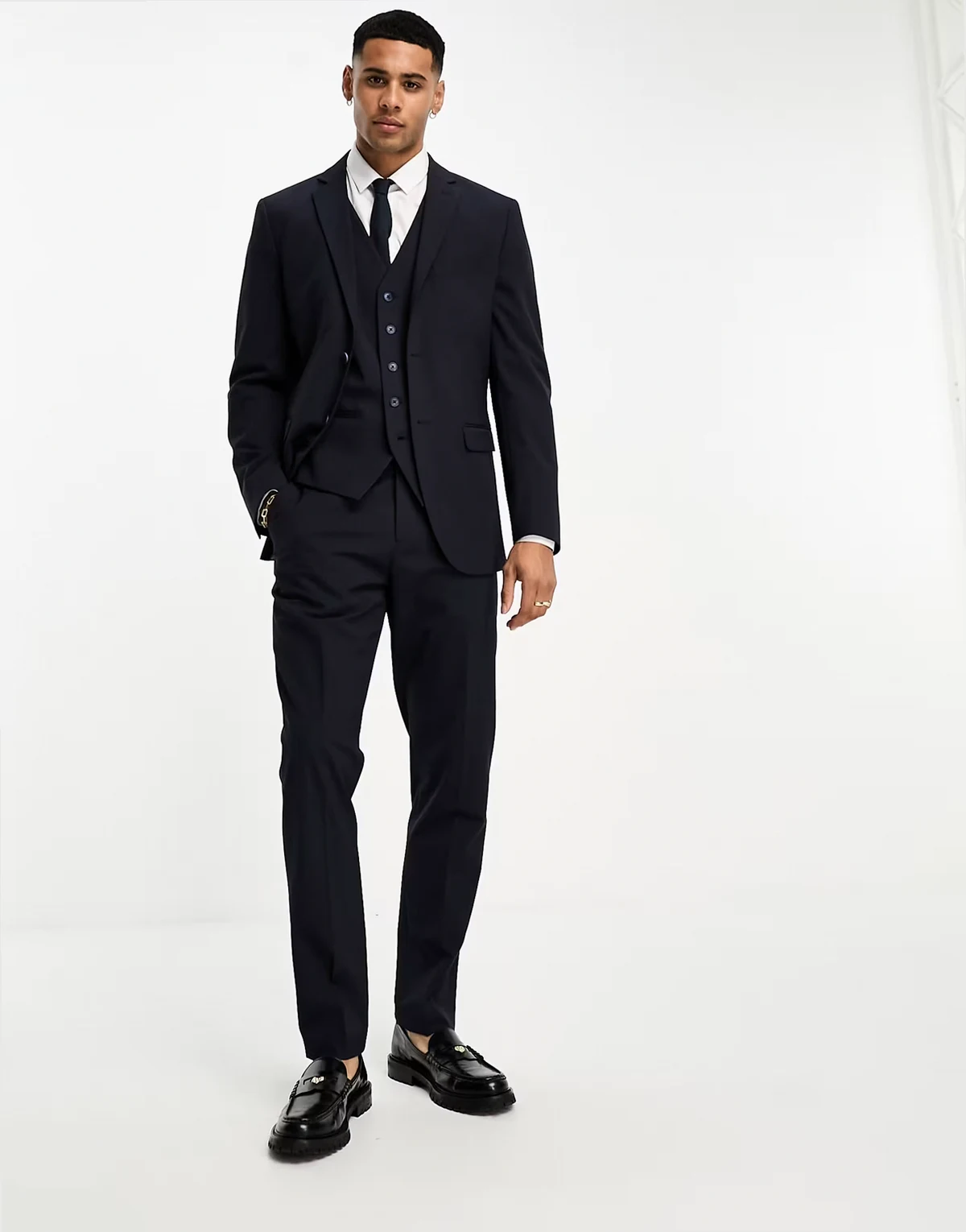 Homme slim fit suit pants in navy