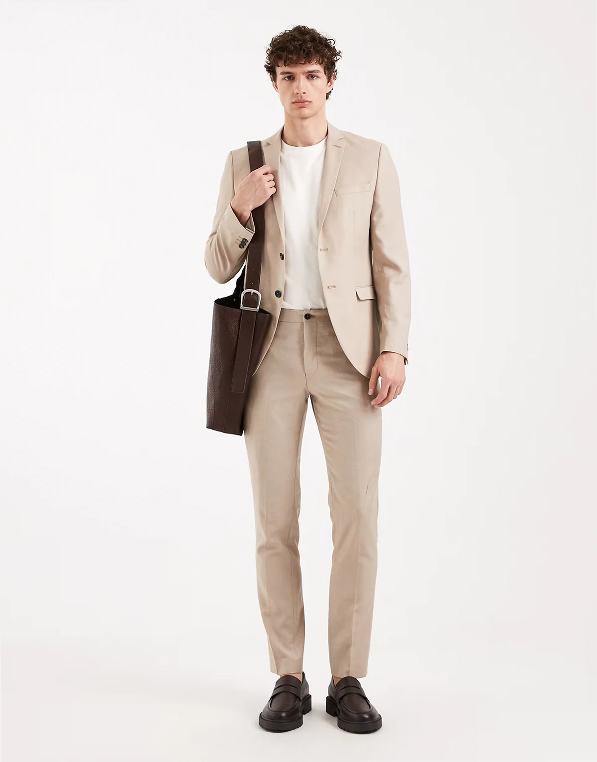 super slim pants in beige