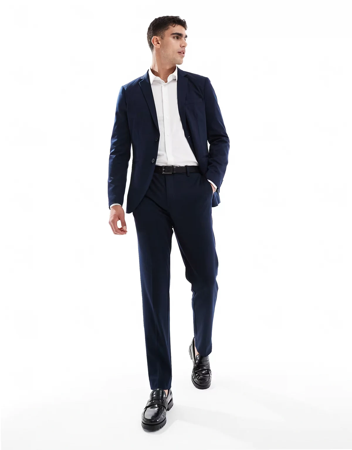slim fit jersey suit pants in navy