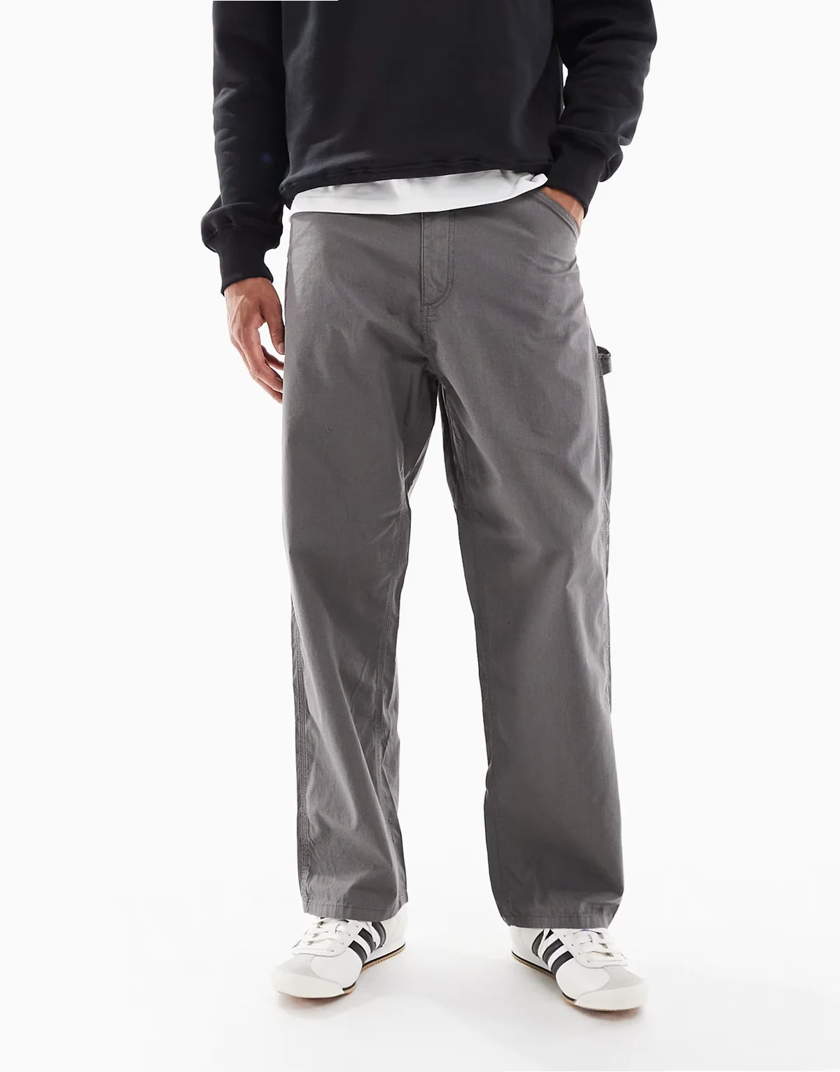 ripstop baggy fit carpenter pant in gray