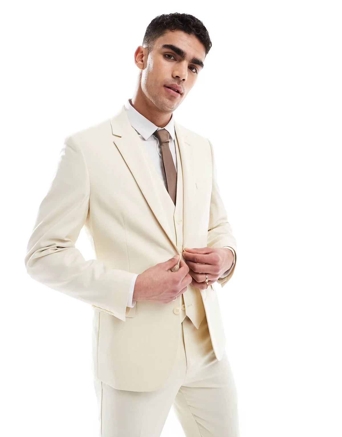 slim suit jacket in stone