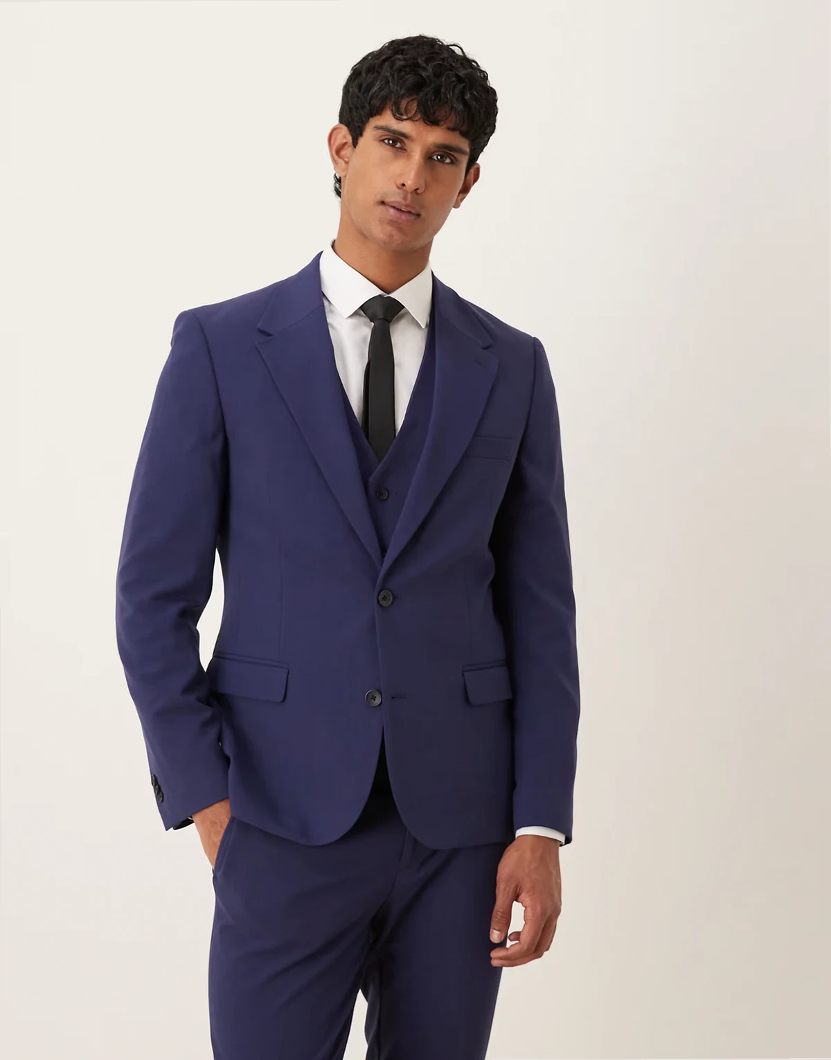 skinny stretch suit jacket in navy