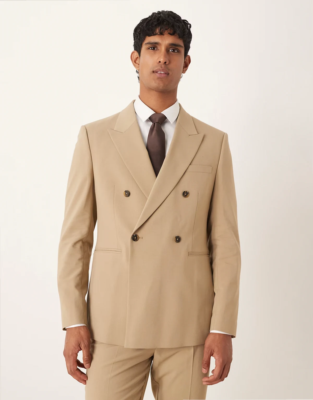double breasted regular jacket in beige