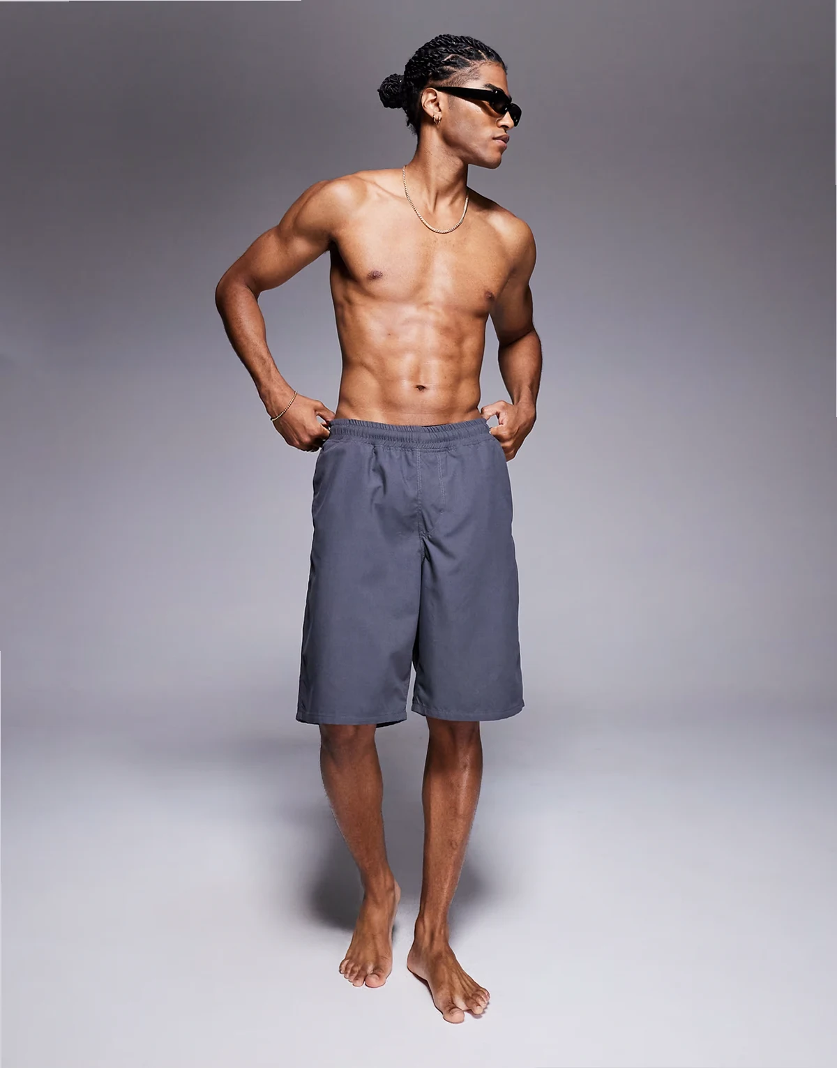 swim shorts in short length in charcoal
