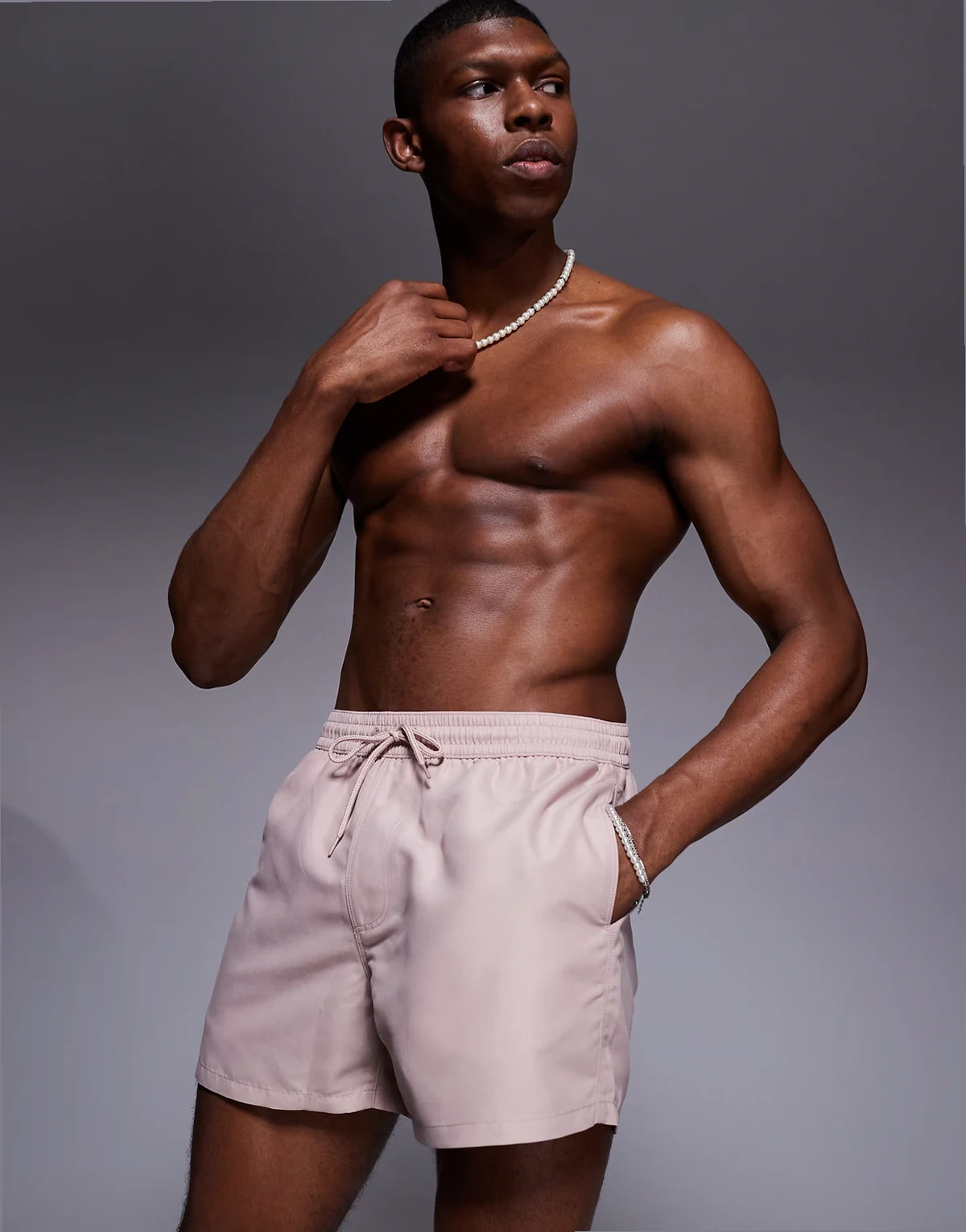 swim shorts in short length in light brown