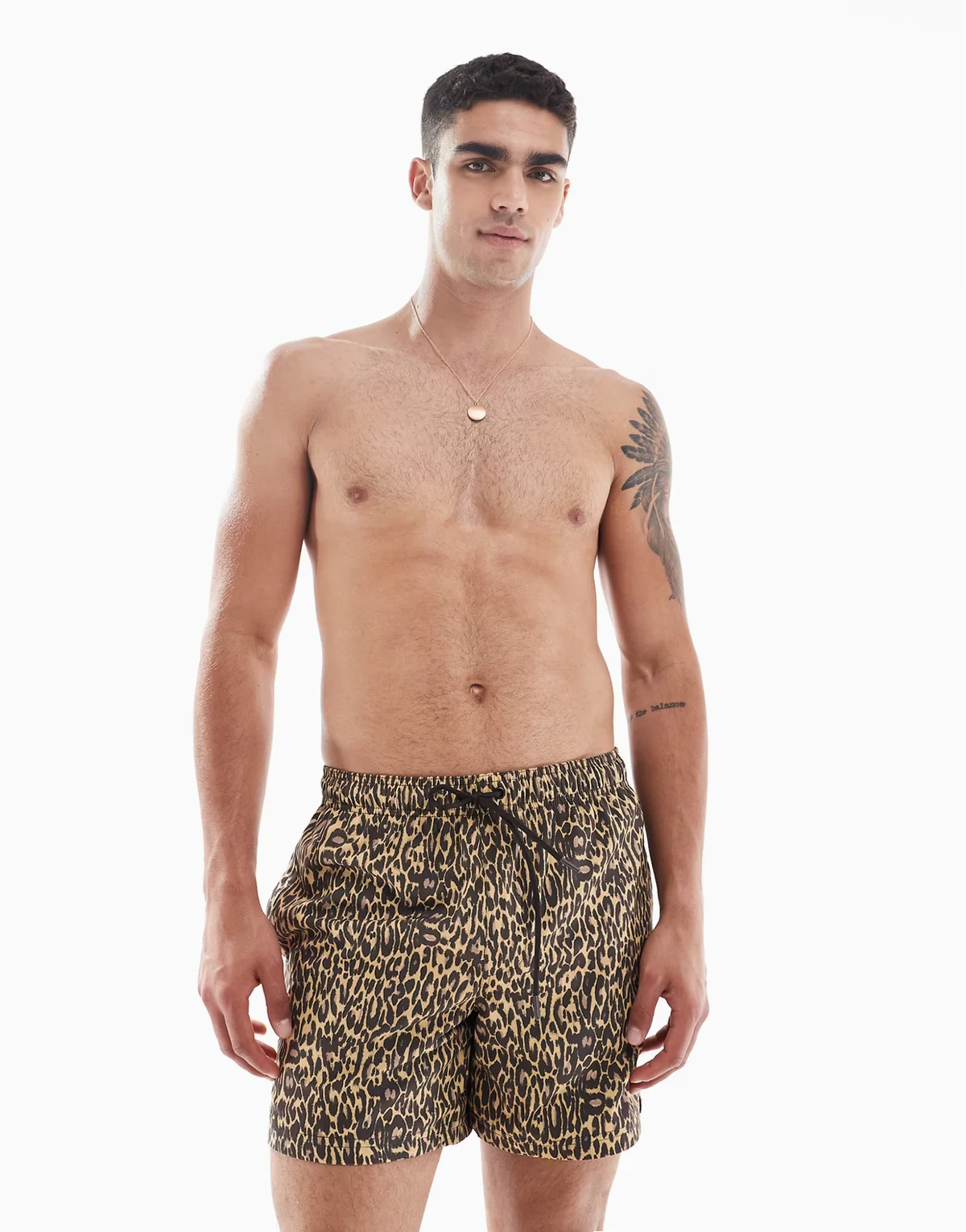 stretch swim shorts in leopard