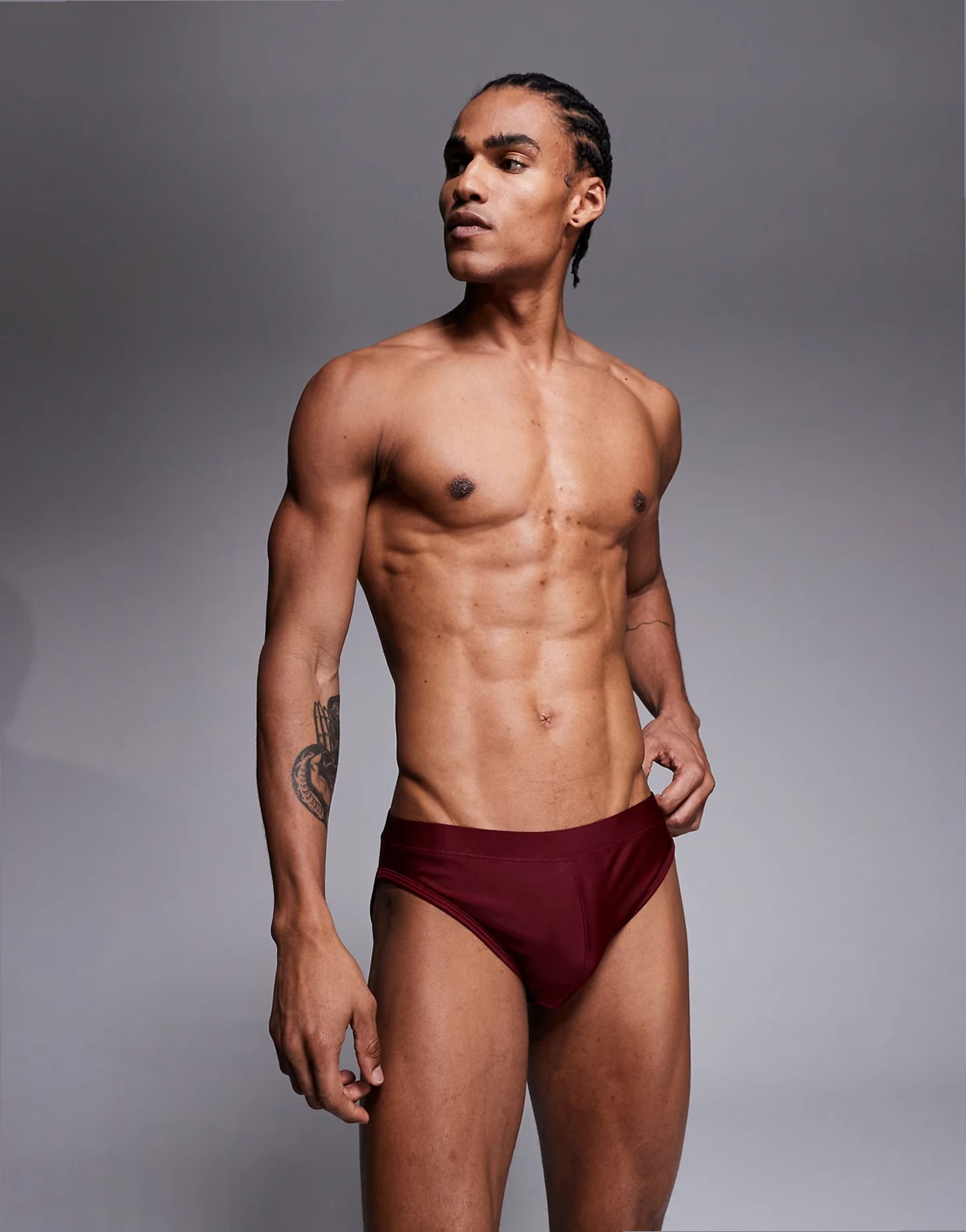 swim briefs in burgundy