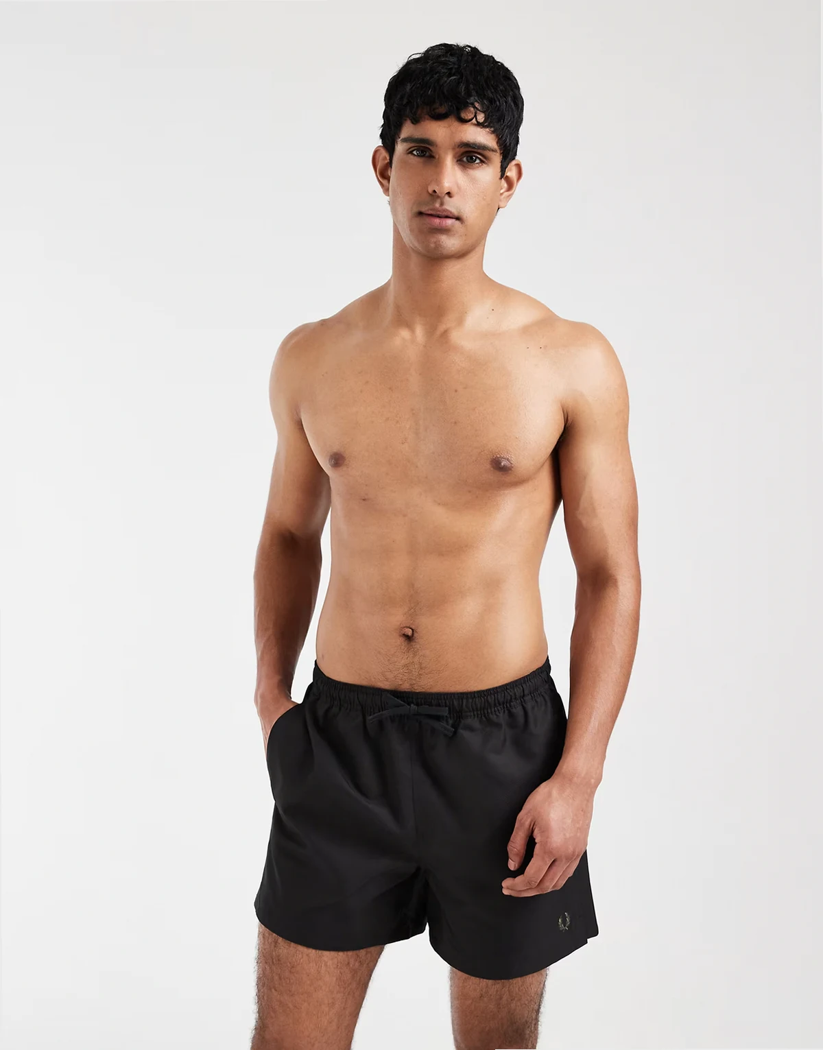 drawstring logo swim shorts in black