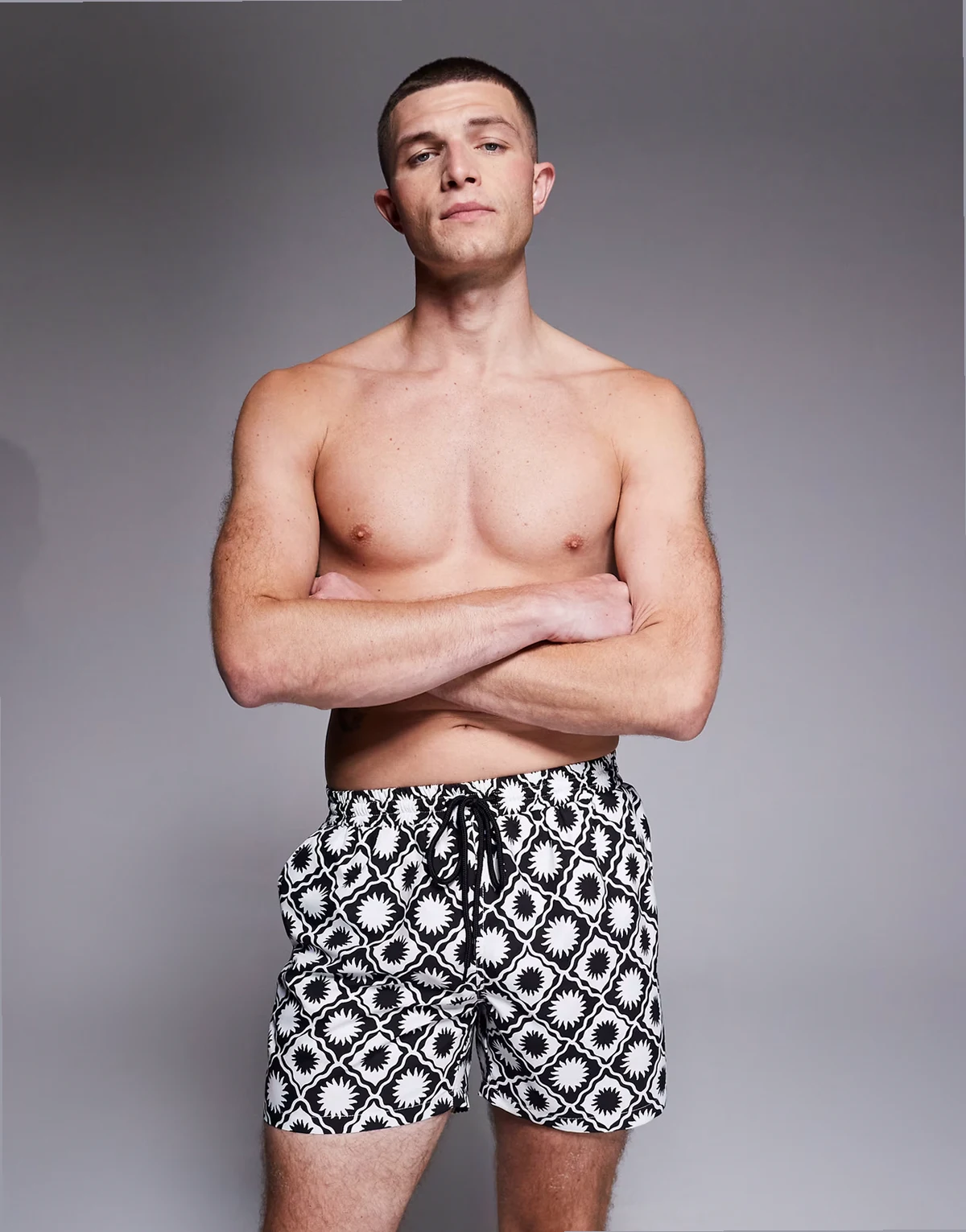 sundial geo print swimsuit in black multi