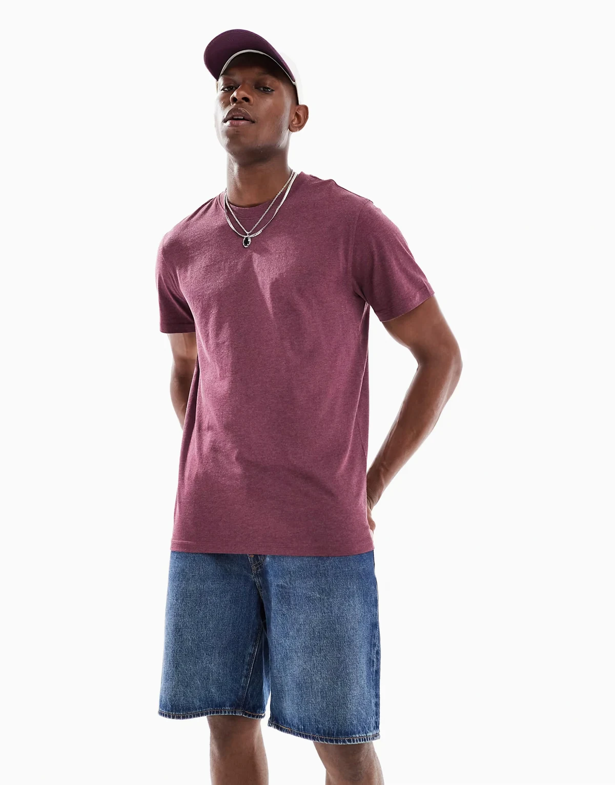 regular fit T-shirt in burgundy