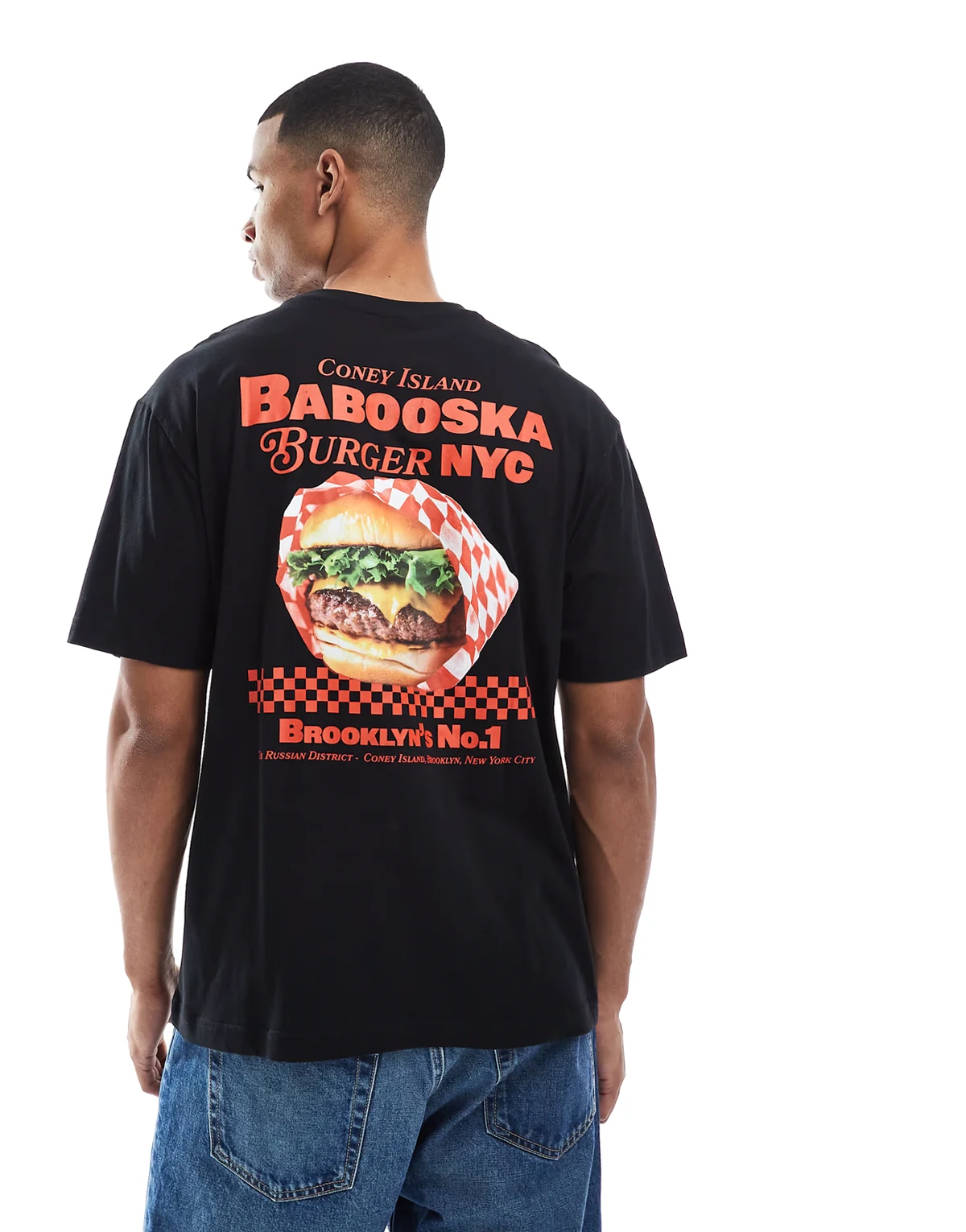 oversized fit t-shirt with burger back print in black