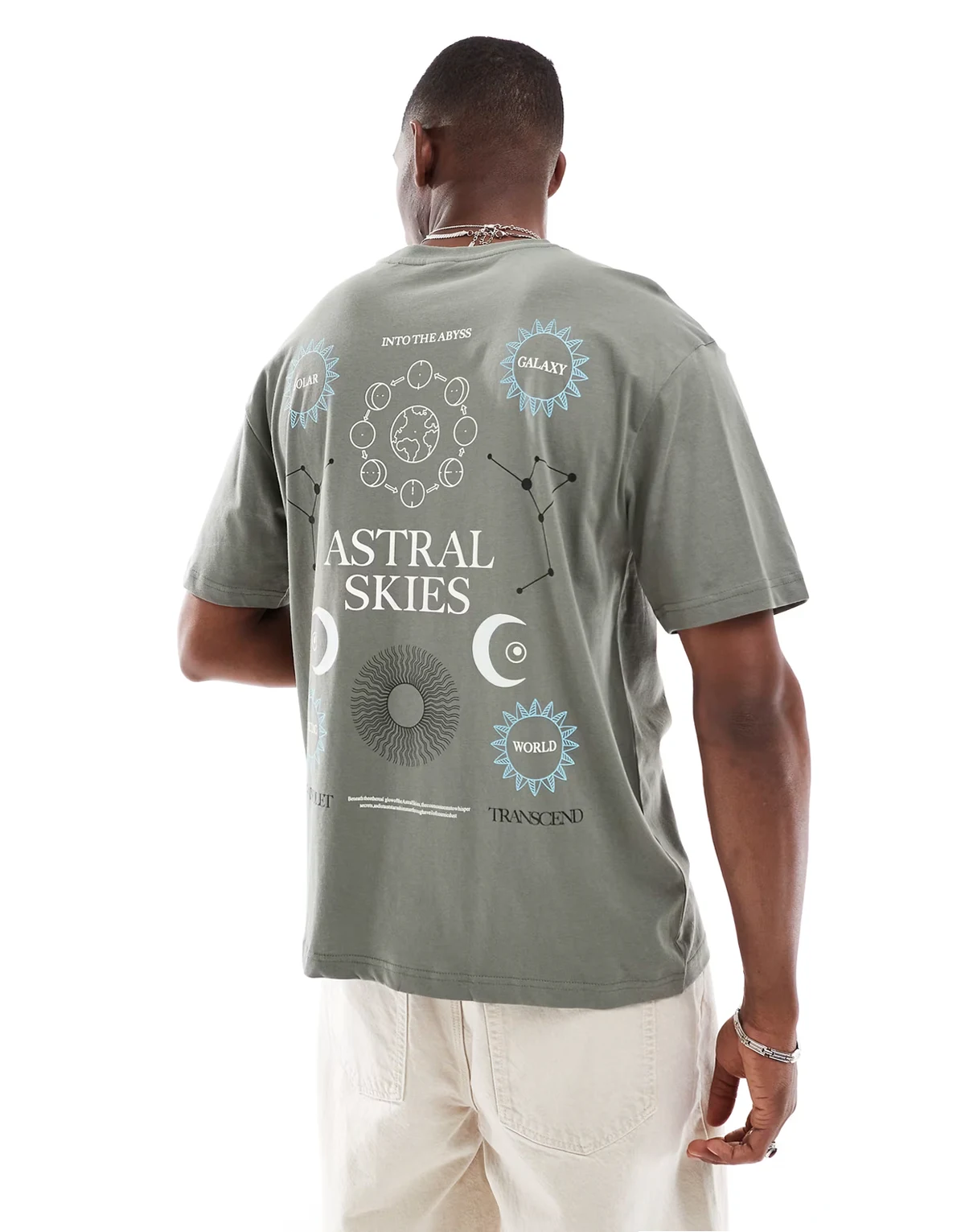 relaxed fit T-shirt with solar back print in gray
