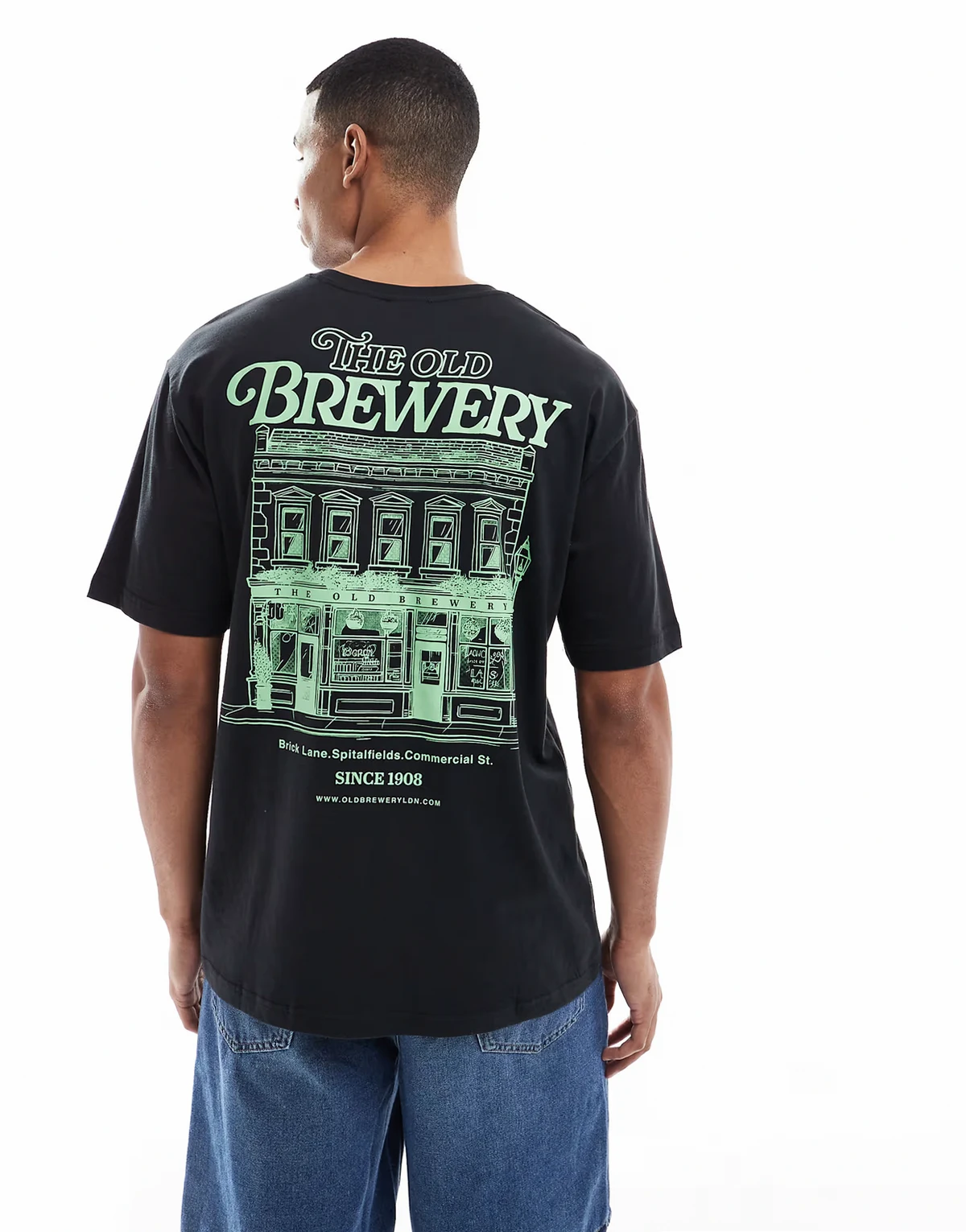 oversized T-shirt with brewery back print in black