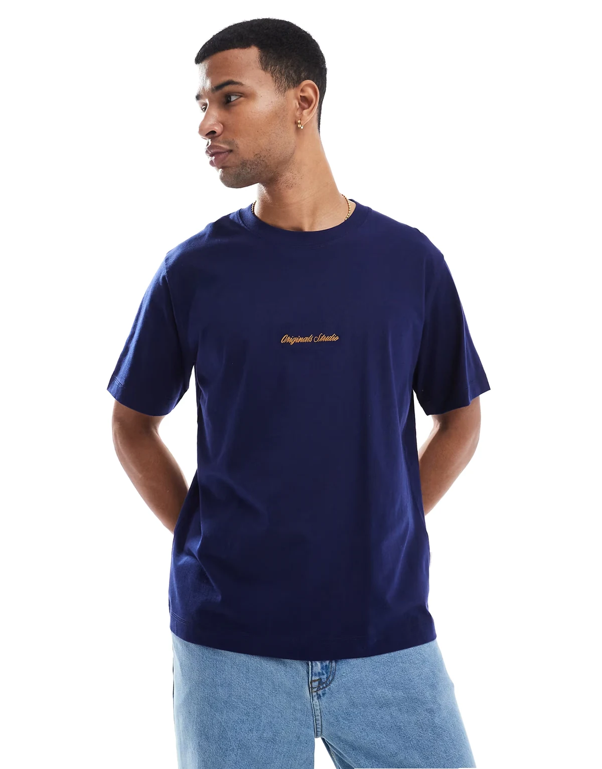 Originals Studio oversized t-shirt in navy and gold