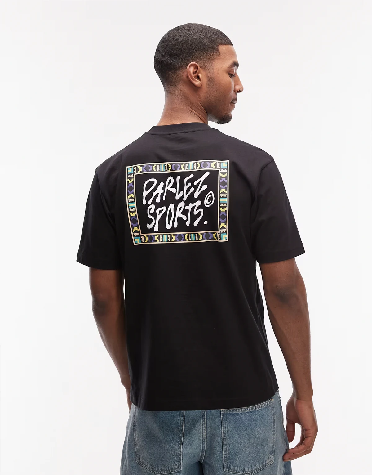 tribe t-shirt with back print graphic in black