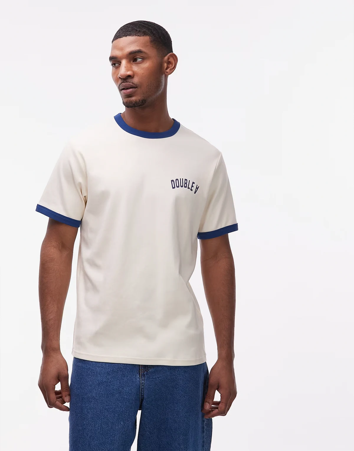 – Parker – Ringer-T-Shirt in Cremeweiß