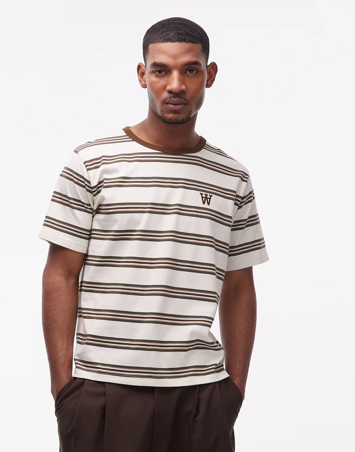 easton T-shirt in beige stripe