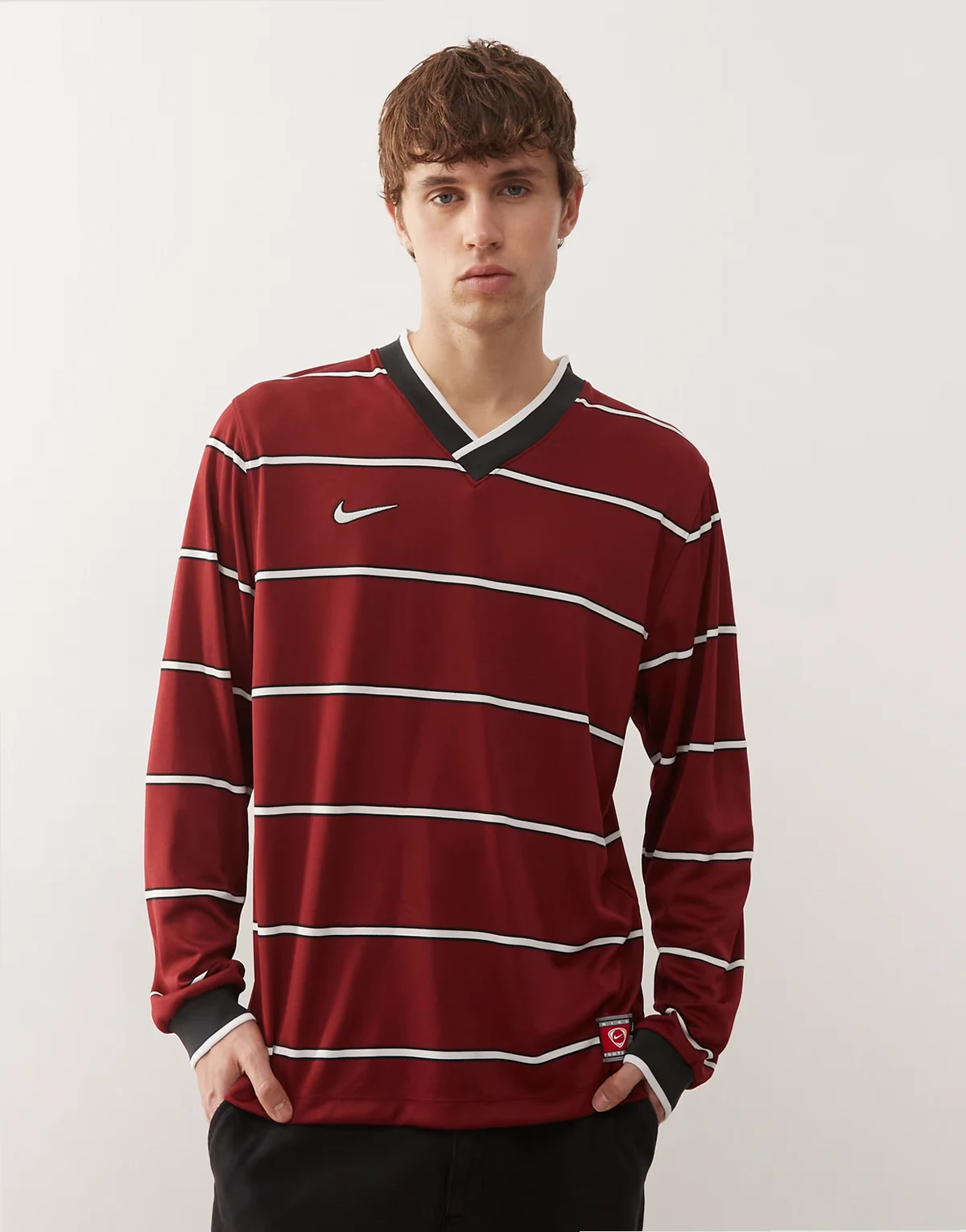 Soccer striped jersey in red