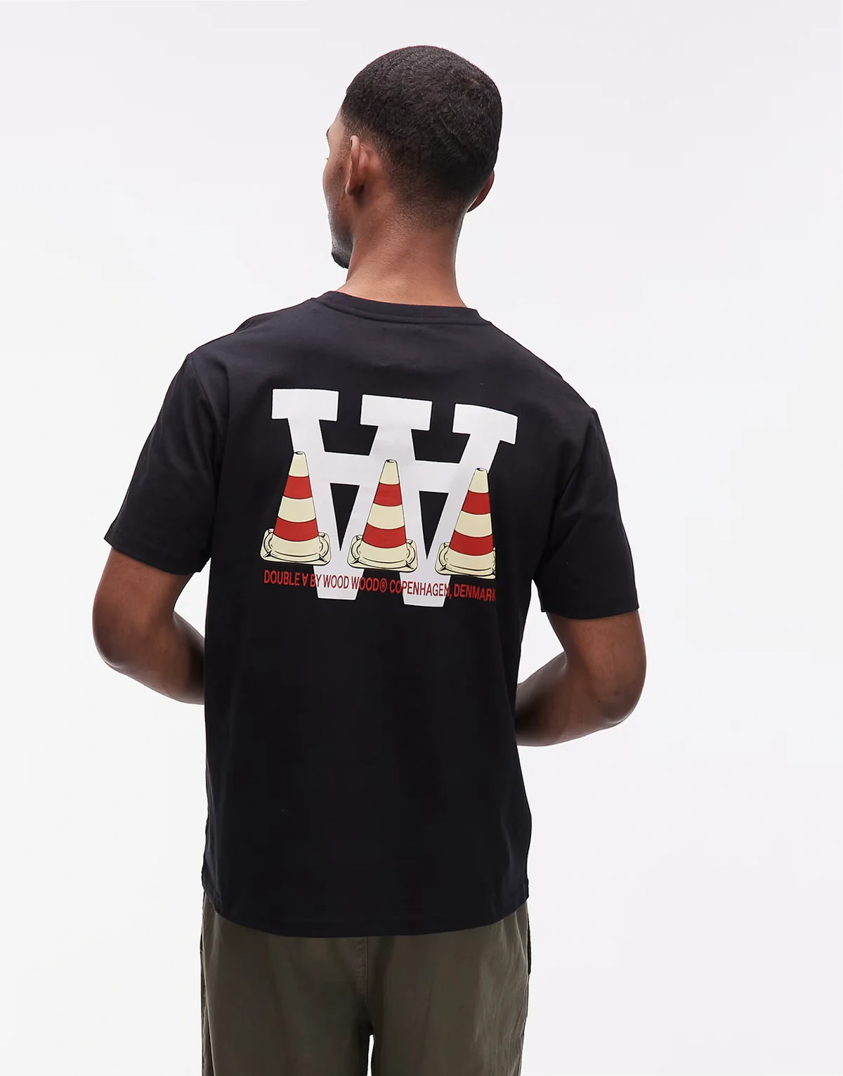 Double A By Wood Ace cone graphic back print T-shirt in black