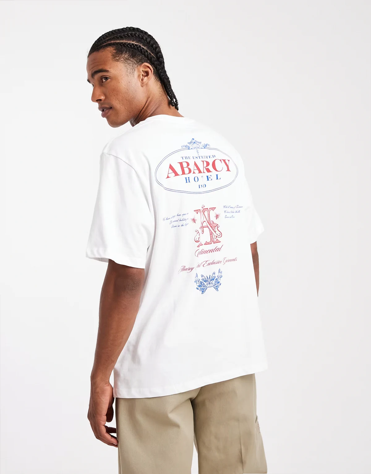 oversize T-shirt with hotel back print in white