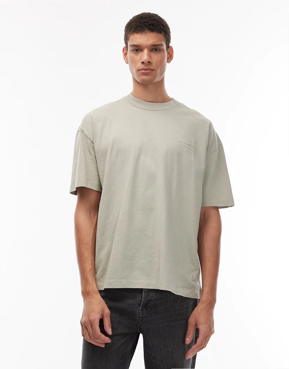 – Xander – Beflocktes T-Shirt in Hellgrün