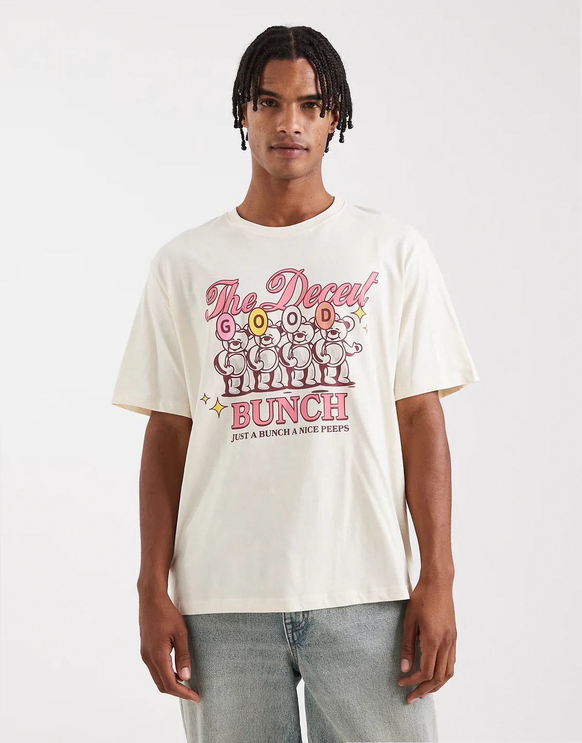 oversize T-shirt with teddy print in cream