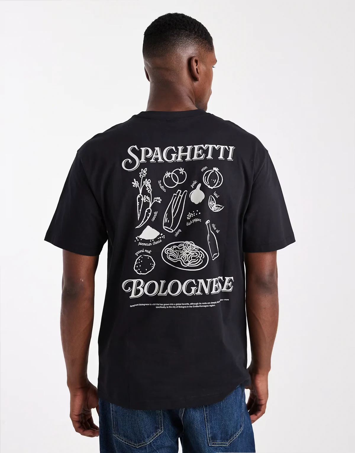 relaxed fit T-shirt with spaghetti back print in black