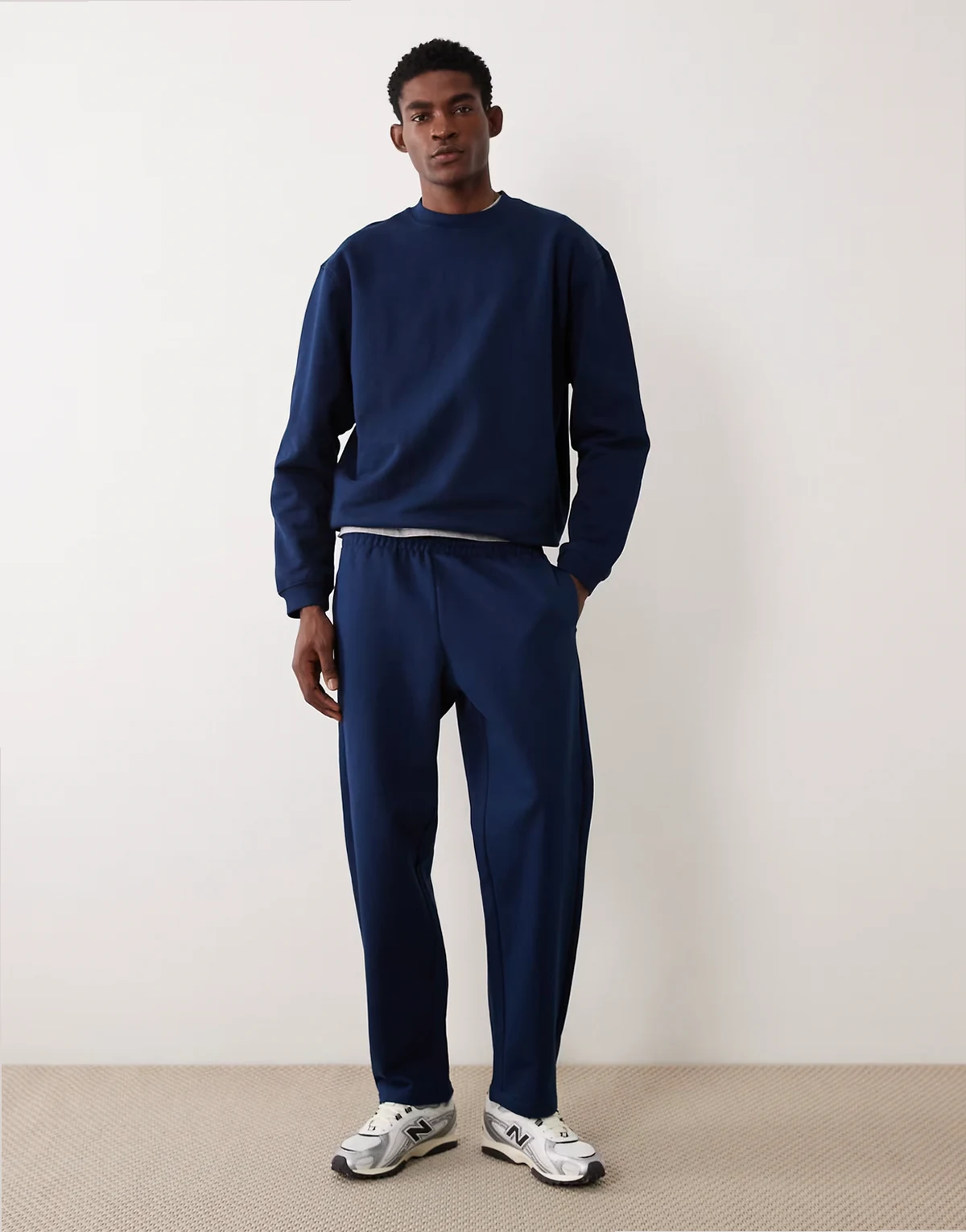 Circular Design Collection heavyweight sweatshirt and straight leg sweatpants set in 400gsm and navy