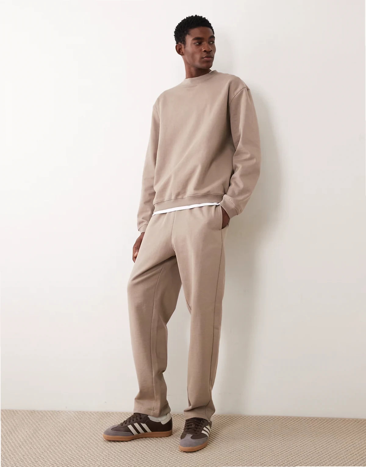 Circular Design Collection heavyweight sweatshirt and straight leg sweatpants set in 400gsm brown