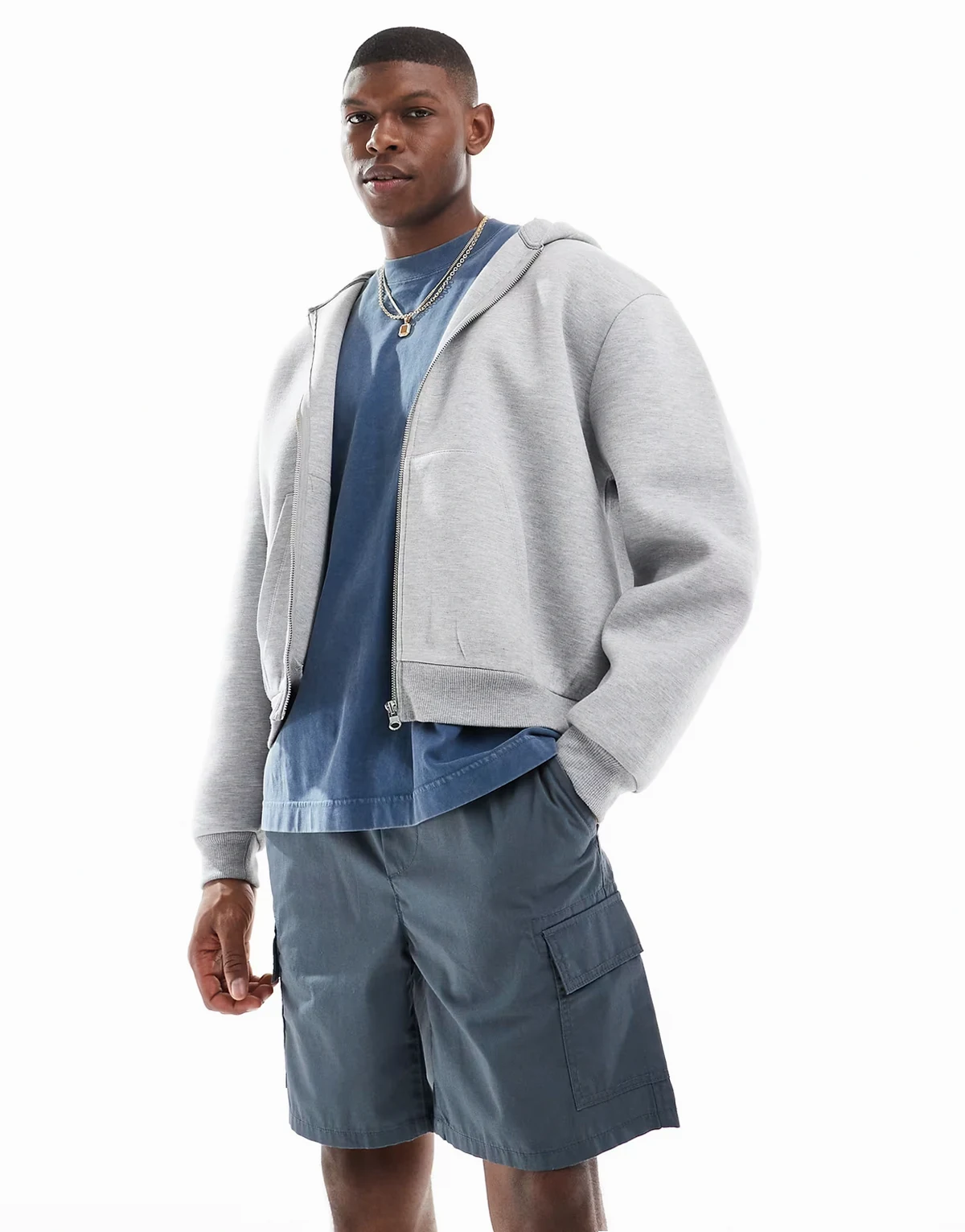 cargo shorts in dark gray