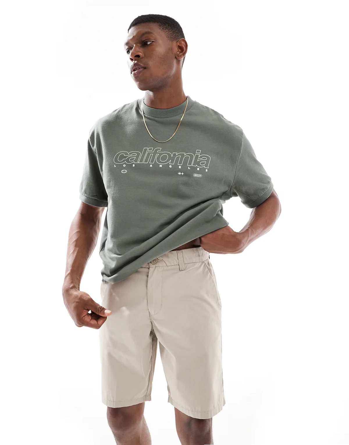 loose fit chino shorts in beige