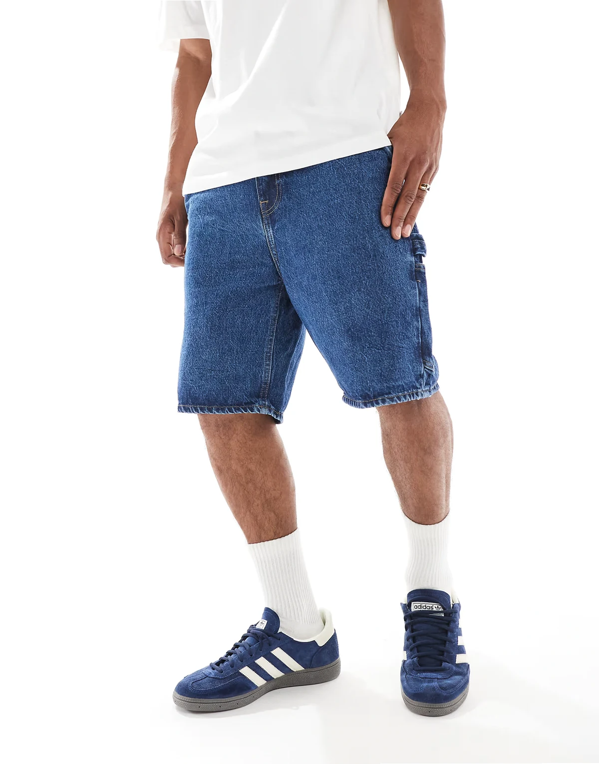 carpenter denim shorts in mid blue denim